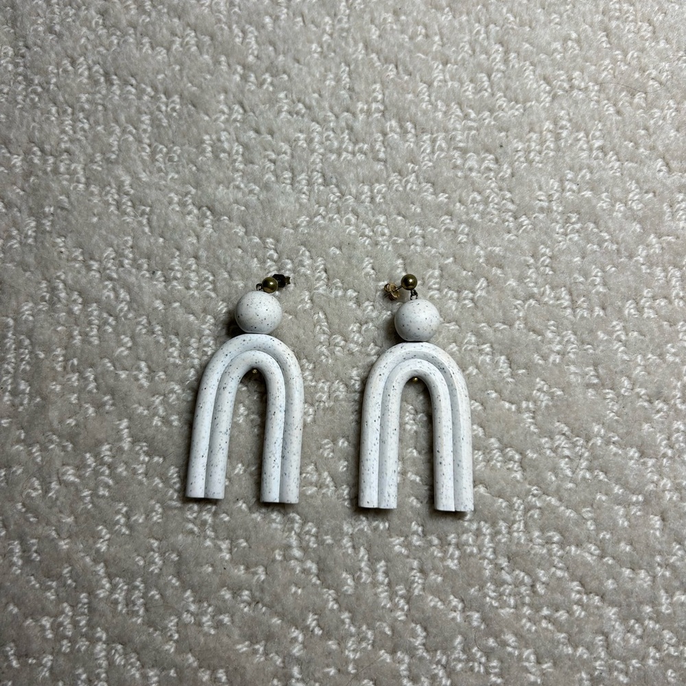 White Polymer Clay Earrings